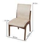 Cadeira Madeira Maciça Verniz Estofado Linho Aveludado Anna C