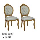 Cadeira Medalhão Entalhada Creme E Verniz Mel 2 Peças