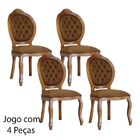 Cadeira Medalhão Entalhada Marrom Claro 4 Peças