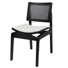 Cadeira Megan Luxo Jantar Estofada Madeira Maciça Preto Tecid