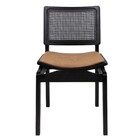 Cadeira Megan Luxo Jantar Estofada Madeira Maciça Preto Tecid