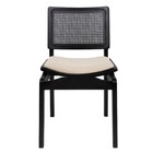 Cadeira Megan Luxo Jantar Estofada Madeira Maciça Preto Tecid