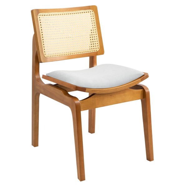 Cadeira Megan Madeira Estofada Telinha Moderna Luxo Alta Deco