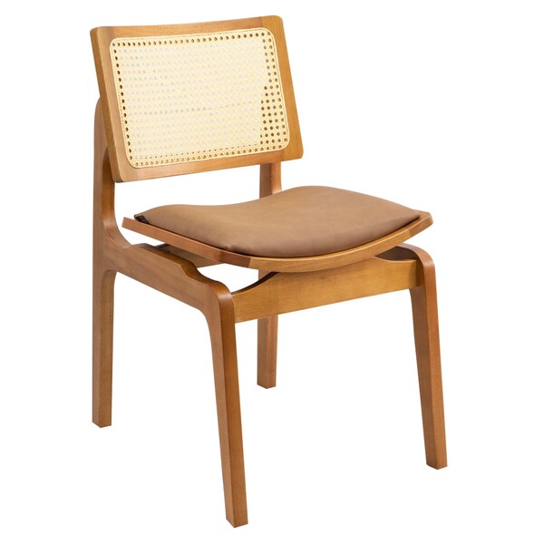 Cadeira Megan Madeira Estofada Telinha Moderna Luxo Alta Deco