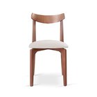 Cadeira Mesa De Jantar Aurora Madeira Linho Nude