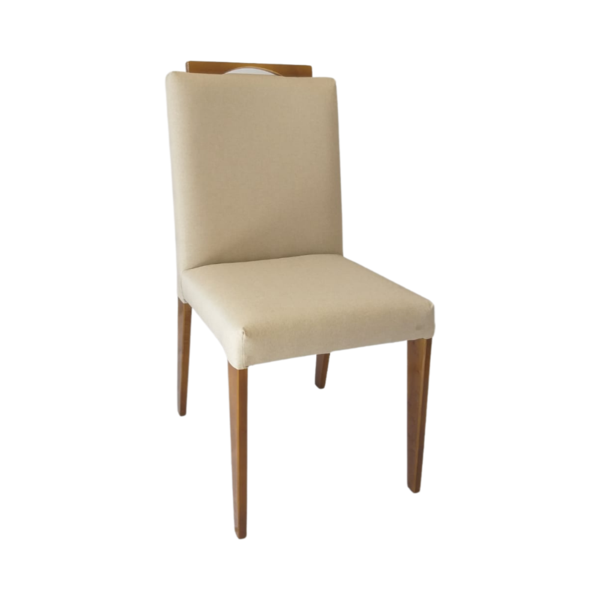 Cadeira Mesa De Jantar Madeira Estofada Suede Creme