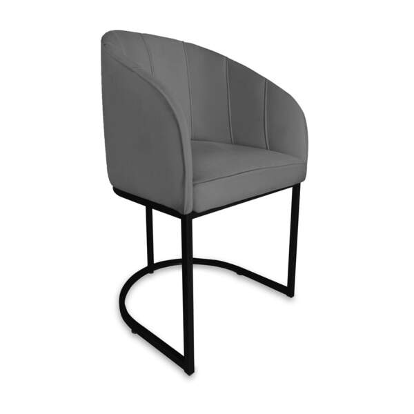 Cadeira Mia Sala De Jantar Suede Cinza Base Preta - Vallisa D