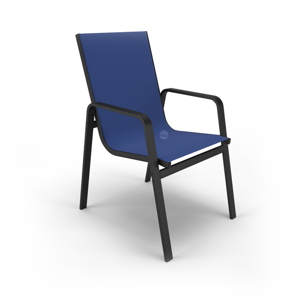 Cadeira Miami Gourmet Alumínio Preto Tela Azul