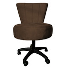 Cadeira Mocho Costurado Elegância Veludo Marrom Base Giratóri
