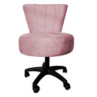 Cadeira Mocho Costurado Elegância Veludo Rosa Bebê Base Girat