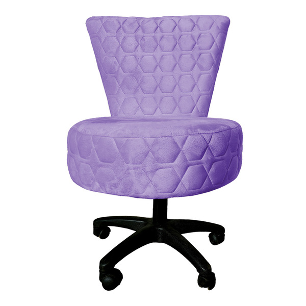 Cadeira Mocho Matelassê Elegância Veludo Lilás Base Giratória