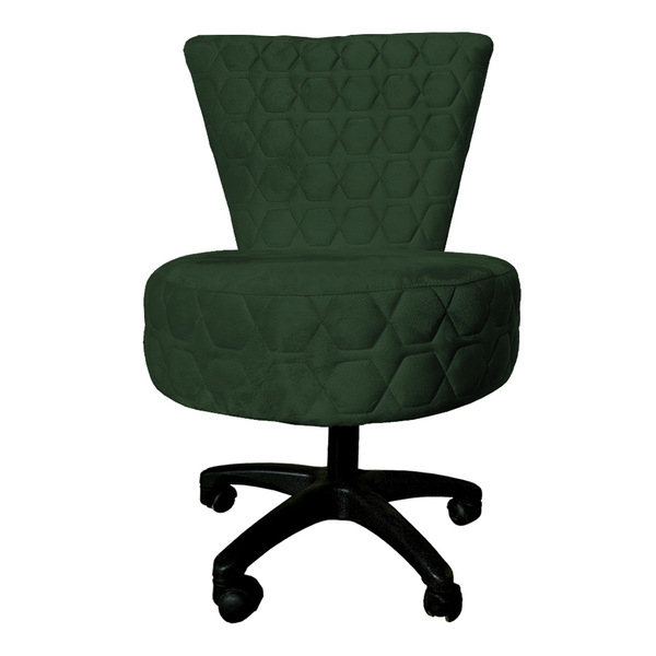 Cadeira Mocho Matelassê Elegância Veludo Verde Base Giratória