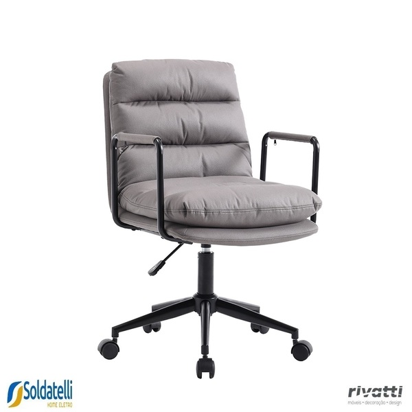 Cadeira Office Arizona Giratória Assento Pu Cinza Ou Pu Preta