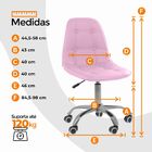 Cadeira Office Eiffel Botonê Ajustável Base Giratória - Rosa