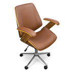 Cadeira Office Lisboa Marrom Para Escritório Base Giratória C