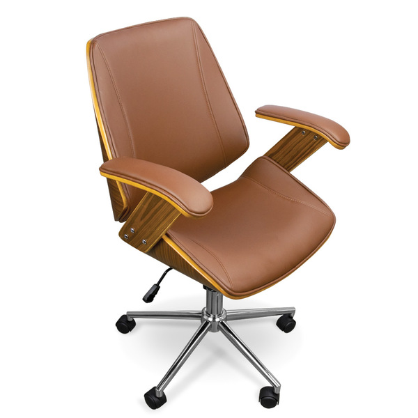 Cadeira Office Lisboa Marrom Para Escritório Base Giratória C