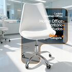 Cadeira Office Oficial Cromada Rodízio Girat Saarinen Branco