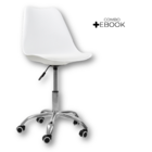 Cadeira Office Oficial Cromada Rodízio Girat Saarinen Branco