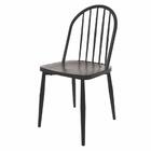 Cadeira Oslo Preta Ferro E Assento De Madeira Sala De Jantar