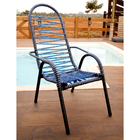 Cadeira Para Area Externa Luxo Adulta Azul E Prata Fio Duplo