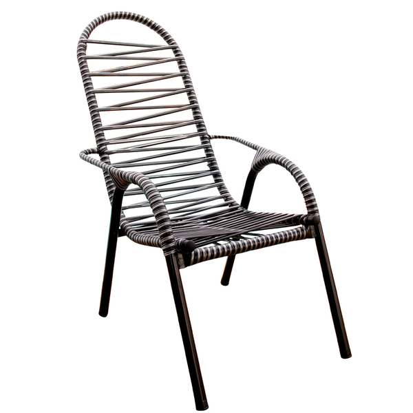 Cadeira Para Area Externa Luxo Adulta Prata E Preto Fio Duplo