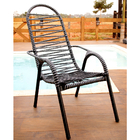 Cadeira Para Area Externa Luxo Adulta Prata E Preto Fio Duplo