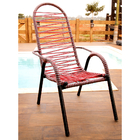 Cadeira Para Area Externa Luxo Adulta Prata E Vermelha Fio Du