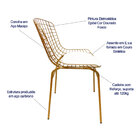 Cadeira Para Cozinha Bertoia Cor Dourado Fosco Assento Branco