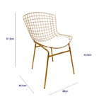 Cadeira Para Cozinha Bertoia Cor Dourado Fosco Assento Branco
