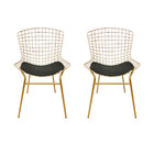 Cadeira Para Cozinha Bertoia Cor Dourado Fosco Assento Preto