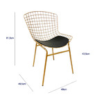 Cadeira Para Cozinha Bertoia Cor Dourado Fosco Assento Preto