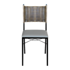 Cadeira Para Cozinha Preta Ratan Cappuccino Assento Estofado