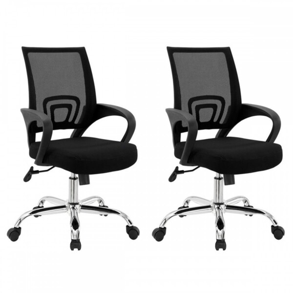 Cadeira Para Escritório Executiva Kit 2 Cadeiras Preto - Bulk