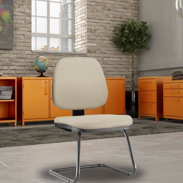 Cadeira Para Escritório Job L02 Fixa Suede Bege - Lyam Decor