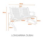 Cadeira Para Escritório Longarina 2 Lugares Dubai Fratini Cin