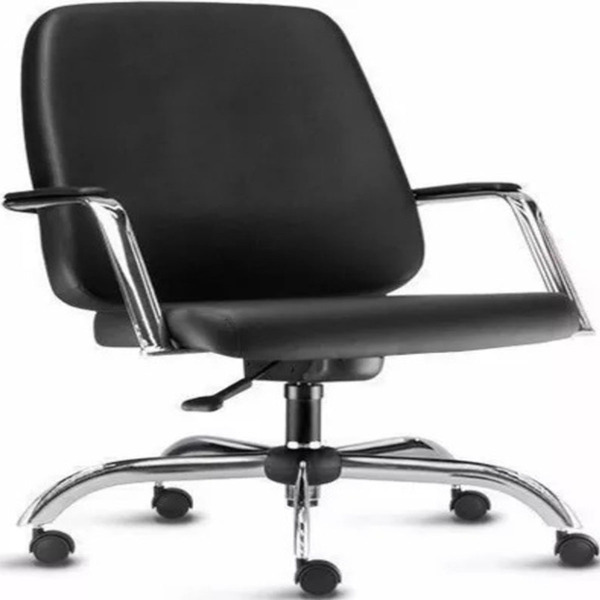 Cadeira Para Escritório Para Obesos Até 200kg Cromada Preto