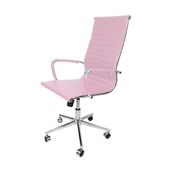 Cadeira Para Escritório Presidente Esteirinha Rosa Em Corino