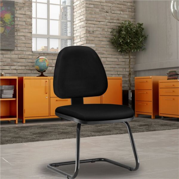 Cadeira Para Escritório Sky L02 Fixa Couro Sintético Preto -