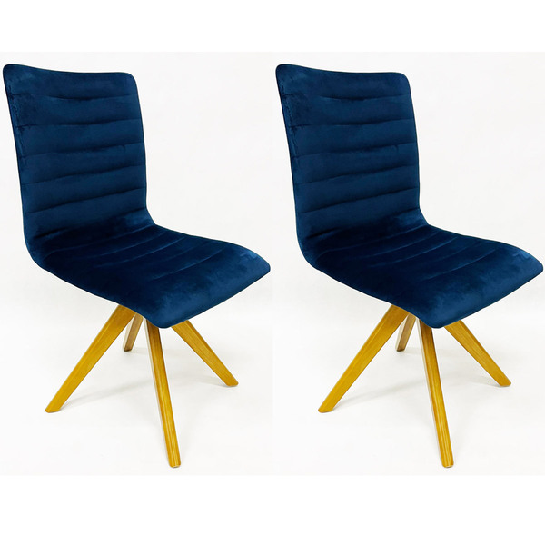 Cadeira Para Jantar Modelo Jaque Gomada Veludo Azul Marinho B