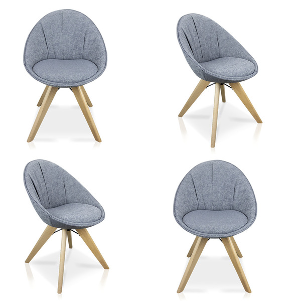 Cadeira Para Sala Base Giratória Madeira Kit4 Estela Jacquard