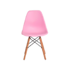 Cadeira Para Sala Charles Eames Eiffel Cor Rosa Base Madeira