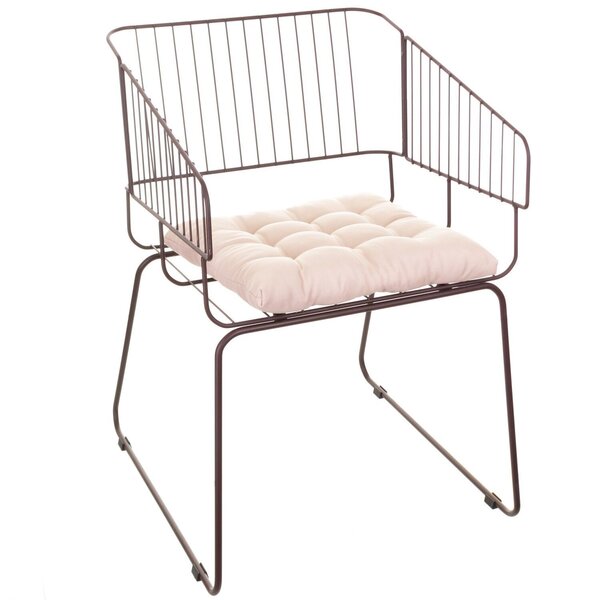 Cadeira Para Sala De Estar Texas Decorativa Aço Corten/bege