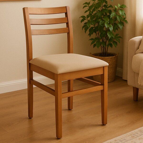 Cadeira Para Sala De Jantar Com Assento Estofado Madeira Maci