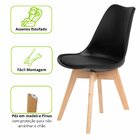 Cadeira Para Sala De Jantar Eames Leda Estofada Preto