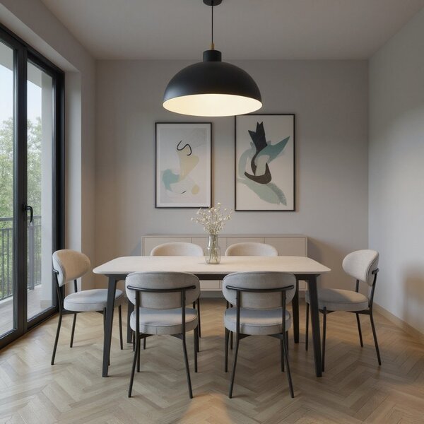 Cadeira Para Sala De Jantar Estofada Pés Aço Cinza Eva 80x51x