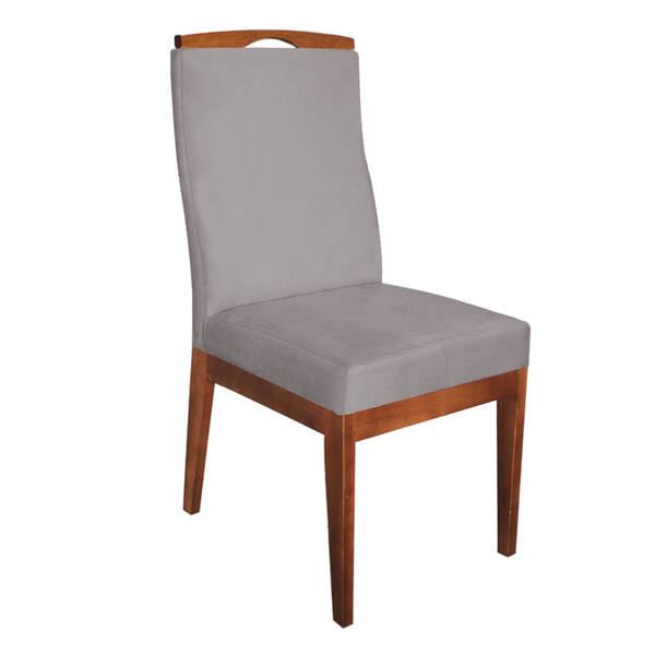 Cadeira Para Sala De Jantar Ricco Estofada Madeira Castanho V