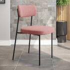 Cadeira Pés Aço Carbono Veludo Móveis Belo Mila Rosa
