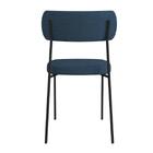 Cadeira Pés Aço Linho Móveis Belo Mila Preto/azul
