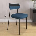 Cadeira Pés Aço Linho Móveis Belo Mila Preto/azul