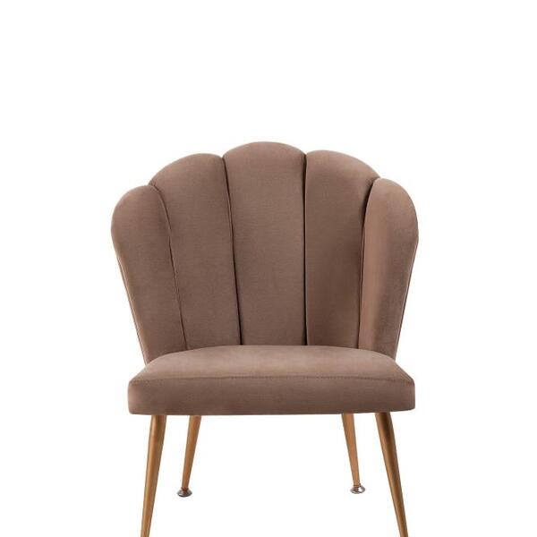 Cadeira Pétala Em Veludo Fendi Com Base Dourada